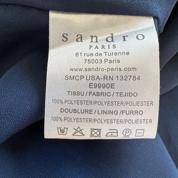 SANDRO Paris Sequin Striped Slightly Cropped fully lined top XS S - Picture 2 of 8